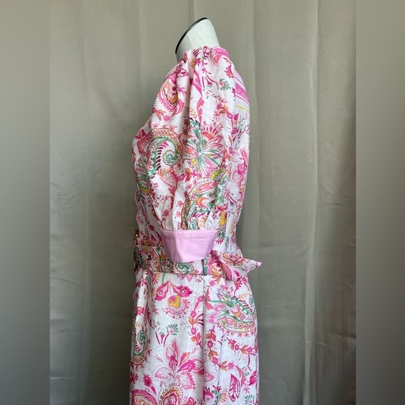 Ms.BLING Bright Pattern Button down Pink Dress - Picture 4 of 6